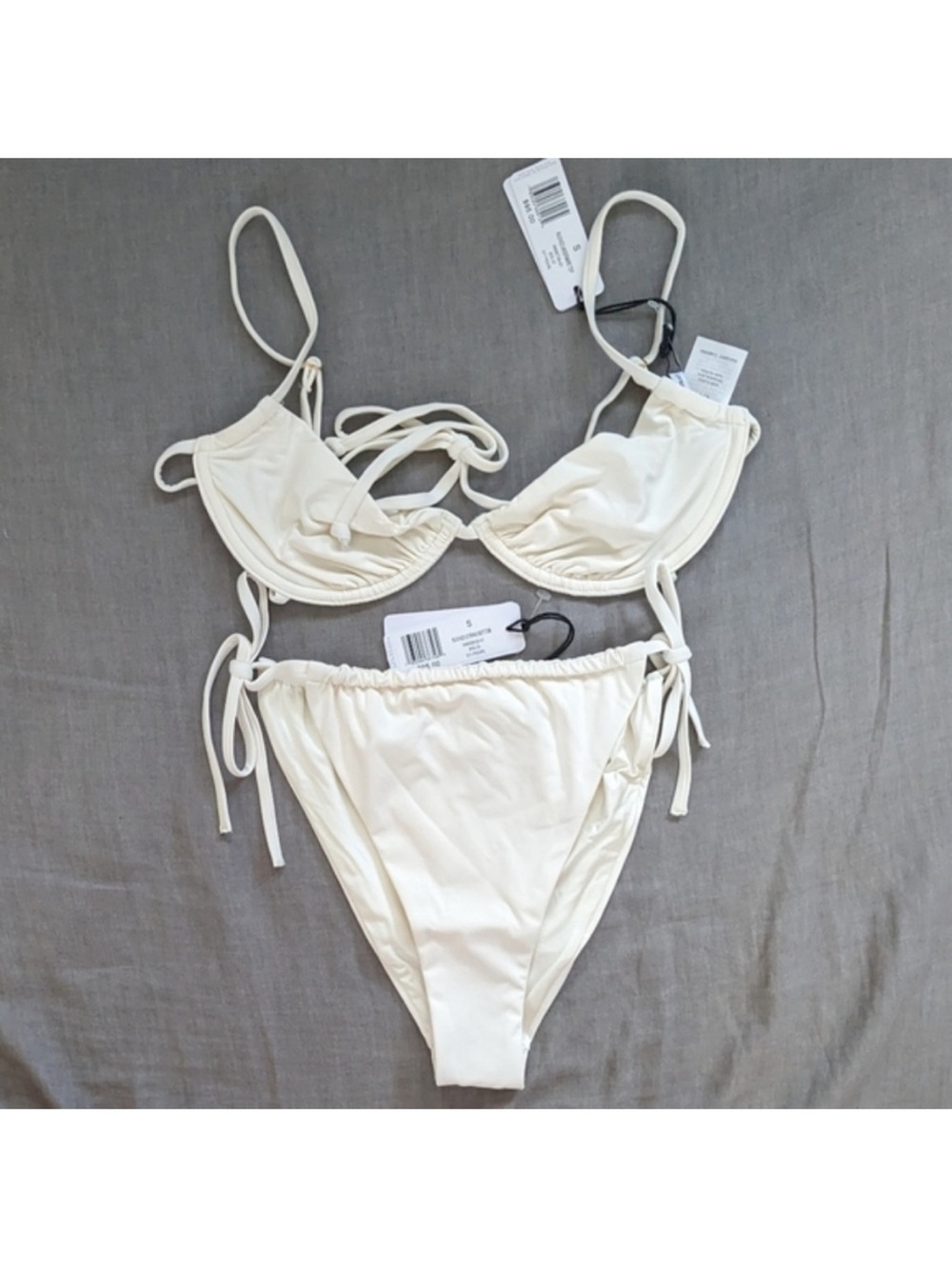 WeWoreWhat Cream Tie-Side Underwire Bikini Set